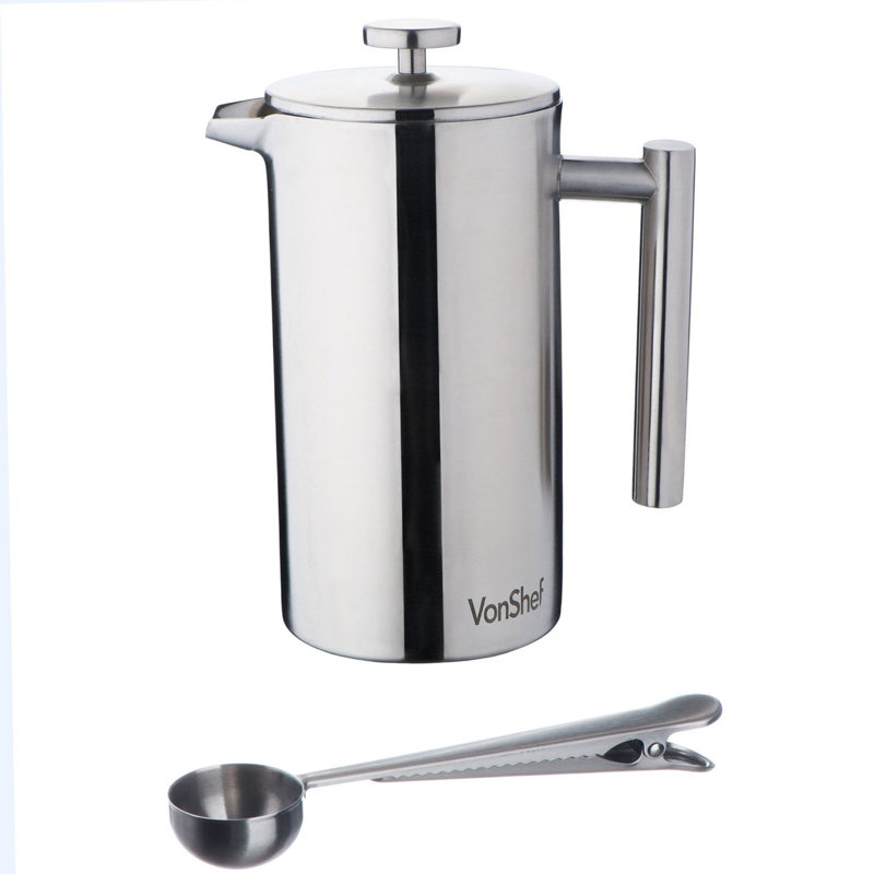 VonShef Stainless Steel French Press Cafetiere Coffee Maker & Reviews